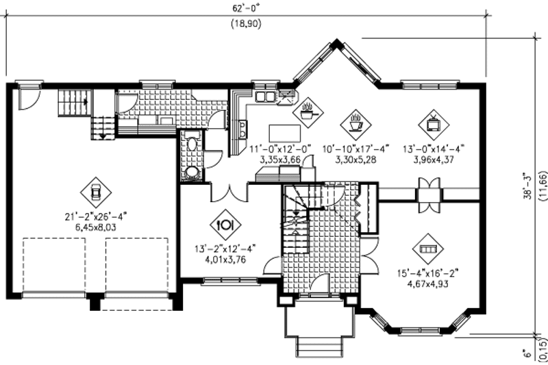 Architectural House Design - Floor Plan - Main Floor for European House Plan #25-216 - 4 bed, 2.5 bath