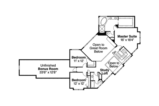Floor Plan - Upper Floor for Craftsman House Plan #124-507 - 4 bed, 3.5 bath