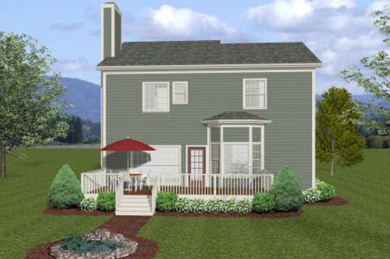 Exterior - Rear Elevation for Craftsman House Plan #56-554 - 3 bed, 2.5 bath