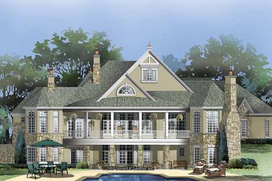 Exterior - Rear Elevation for European House Plan #929-864 - 4 bed, 4.5 bath