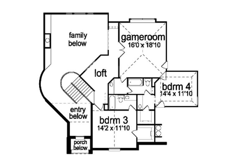 Home Plan - Floor Plan - Upper Floor for European House Plan #84-425 - 4 bed, 4 bath
