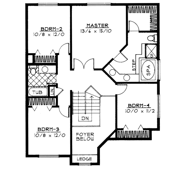 House Design - Traditional Floor Plan - Upper Floor Plan #91-201