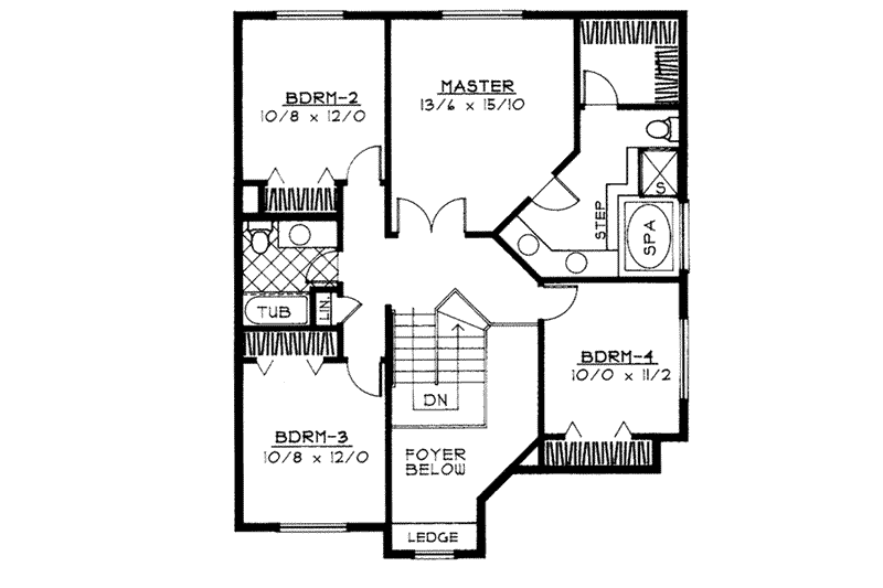 Home Plan - Floor Plan - Upper Floor for Traditional House Plan #91-201 - 5 bed, 3 bath