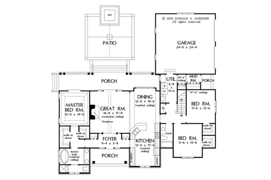 Floor Plan - Main Floor for Ranch House Plan #929-1011 - 3 bed, 2 bath