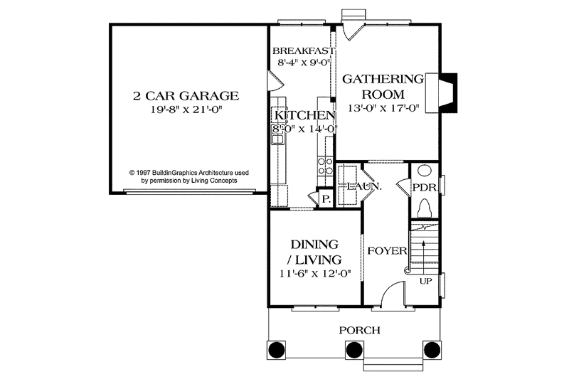 Architectural House Design - Floor Plan - Main Floor for Country House Plan #453-207 - 3 bed, 2.5 bath