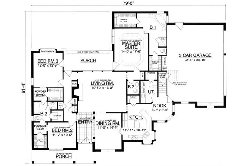 House Plan Design - Floor Plan - Main Floor for Traditional House Plan #40-388 - 3 bed, 2.5 bath