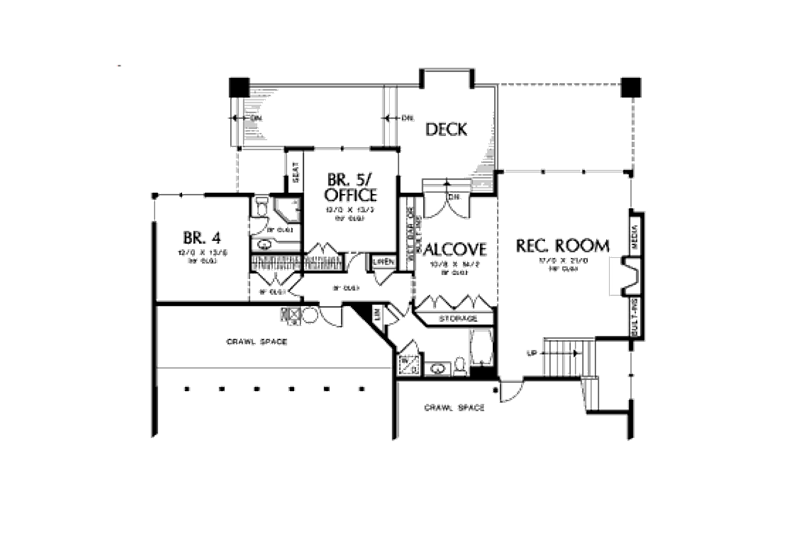 Home Plan - Floor Plan - Lower Floor for Contemporary House Plan #48-254 - 5 bed, 4.5 bath