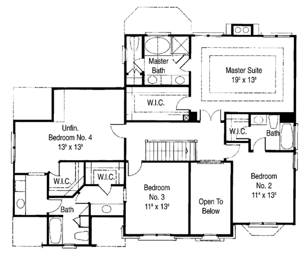 Dream House Plan - Contemporary Floor Plan - Upper Floor Plan #429-249