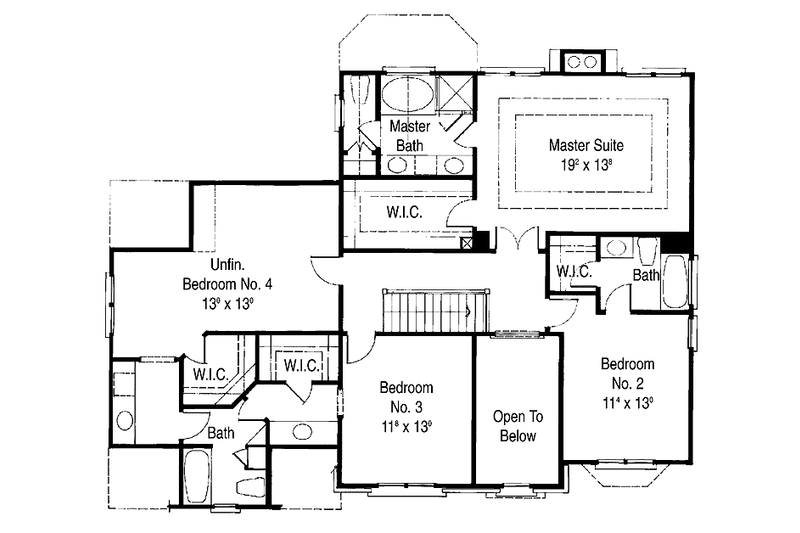 Home Plan - Floor Plan - Upper Floor for Contemporary House Plan #429-249 - 4 bed, 3.5 bath