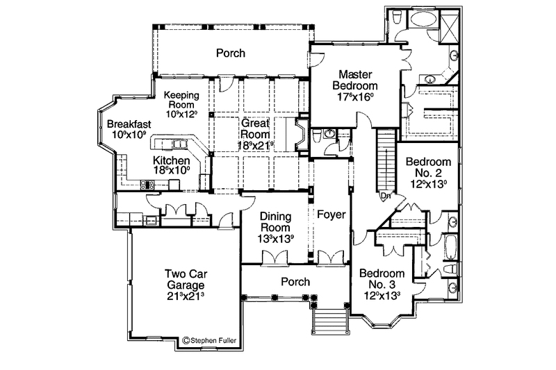 Home Plan - Floor Plan - Main Floor for Ranch House Plan #429-172 - 3 bed, 2.5 bath