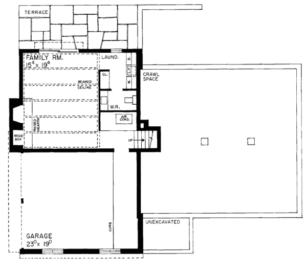 Dream House Plan - Tudor Floor Plan - Lower Floor Plan #72-587