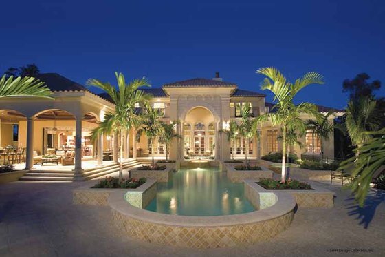 Exterior - Rear Elevation for Mediterranean House Plan #930-398 - 4 bed, 5.5 bath