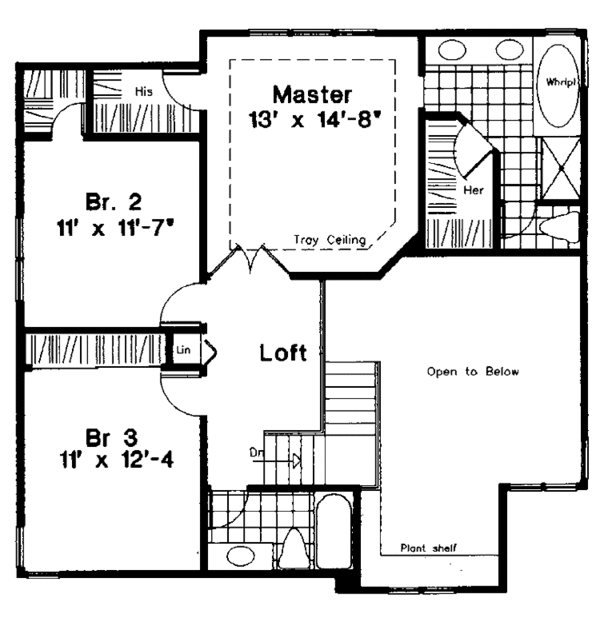 Dream House Plan - Country Floor Plan - Upper Floor Plan #300-132