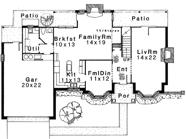 House Plan Design - European Floor Plan - Main Floor Plan #310-1046