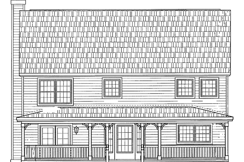 House Blueprint - Exterior - Rear Elevation for Country House Plan #72-1082 - 4 bed, 2.5 bath