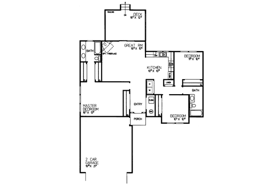 Floor Plan - Main Floor for Craftsman House Plan #72-1030 - 3 bed, 2 bath
