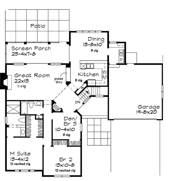 House Design - Ranch Floor Plan - Main Floor Plan #320-958