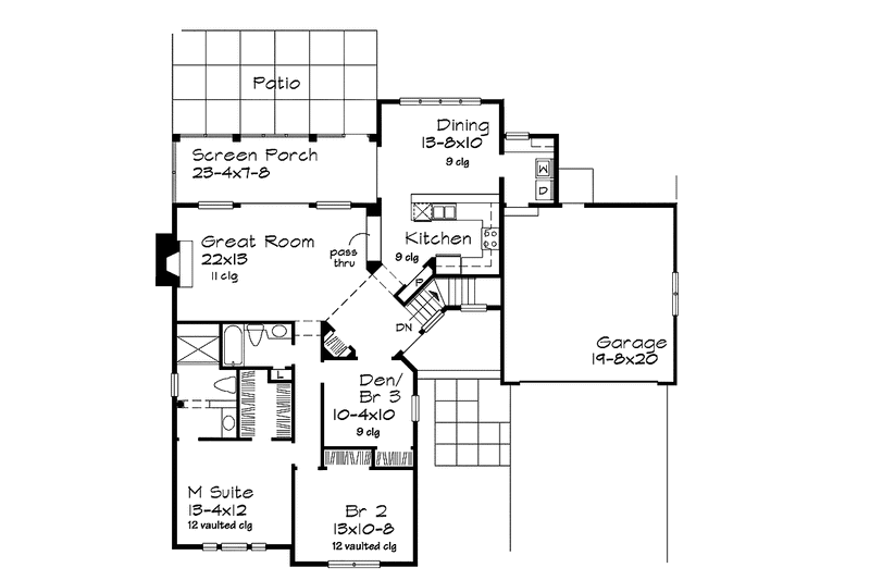 Home Plan - Floor Plan - Main Floor for Ranch House Plan #320-958 - 2 bed, 2 bath
