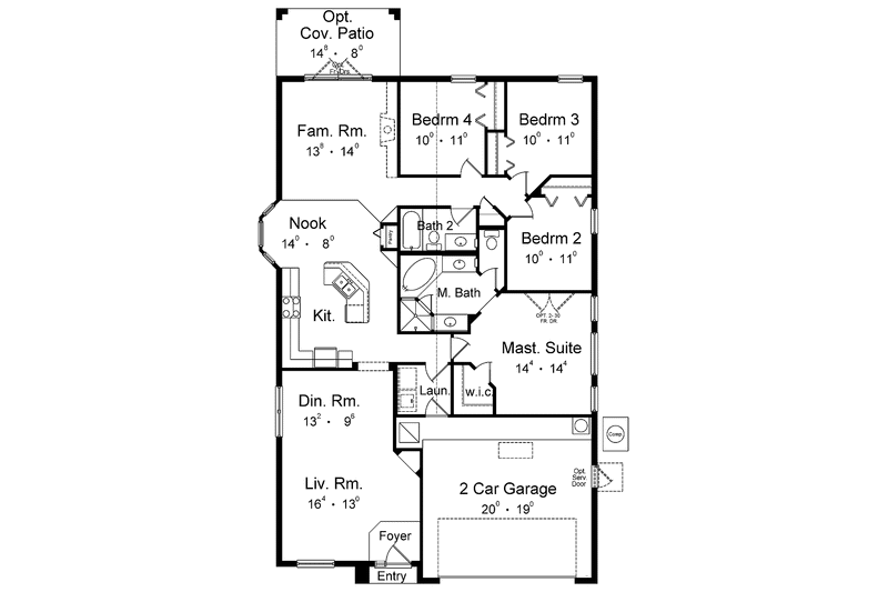 Home Plan - Floor Plan - Main Floor for Country House Plan #1015-39 - 4 bed, 2 bath