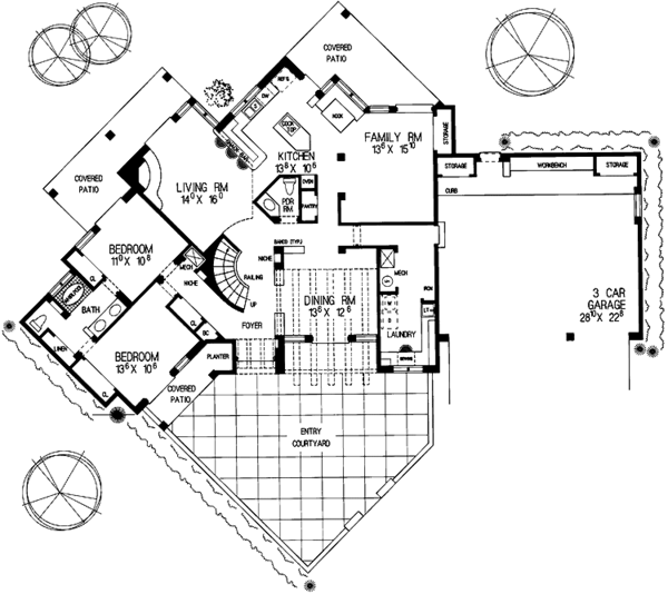 Architectural House Design - Adobe / Southwestern Floor Plan - Main Floor Plan #72-925