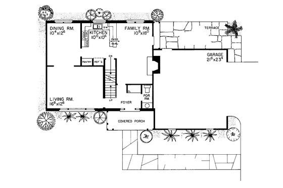 Floor Plan - Main Floor for Country House Plan #72-503 - 5 bed, 2.5 bath