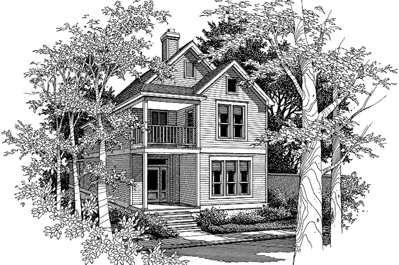 House Blueprint - Exterior - Front Elevation 3 for Classical House Plan #952-47 - 3 bed, 3 bath