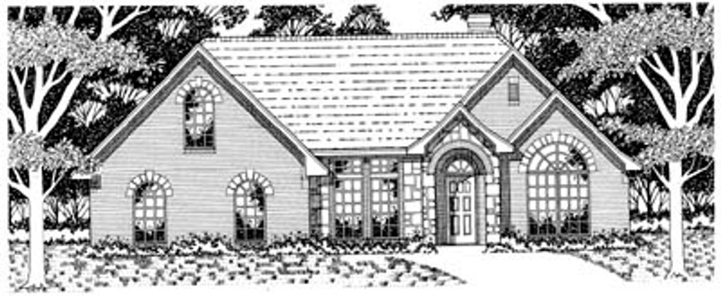 Exterior - Front Elevation 2 for European House Plan #42-199 - 3 bed, 2 bath