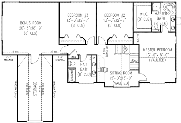 Farmhouse Floor Plan - Upper Floor Plan #11-123