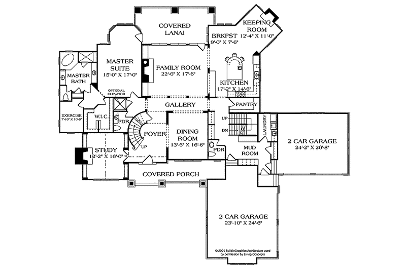 Architectural House Design - Floor Plan - Main Floor for Craftsman House Plan #453-463 - 5 bed, 5 bath