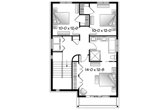 Floor Plan - Upper Floor for Contemporary House Plan #23-2584 - 3 bed, 2 bath