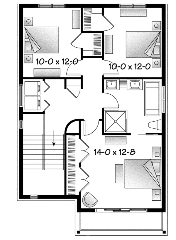 Contemporary Floor Plan - Upper Floor Plan #23-2584