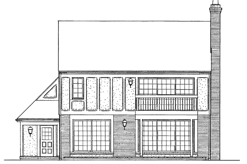 Home Plan - Exterior - Rear Elevation for Tudor House Plan #72-797 - 3 bed, 2.5 bath