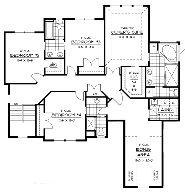 Architectural House Design - Traditional Floor Plan - Upper Floor Plan #51-669