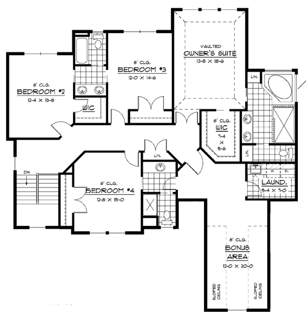 Home Plan - Traditional Floor Plan - Upper Floor Plan #51-669