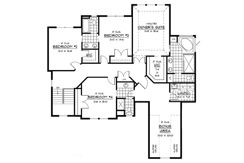 Home Plan - Floor Plan - Upper Floor for Traditional House Plan #51-669 - 4 bed, 3.5 bath