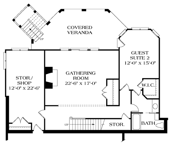 House Design - Colonial Floor Plan - Lower Floor Plan #453-173