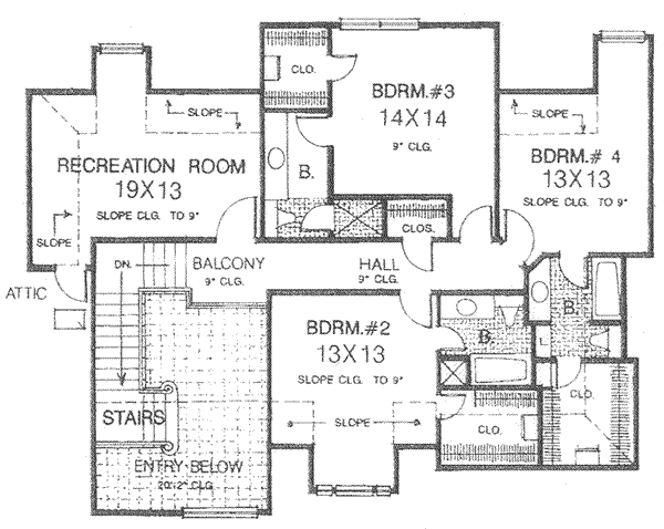 Architectural House Design - European Floor Plan - Upper Floor Plan #310-518