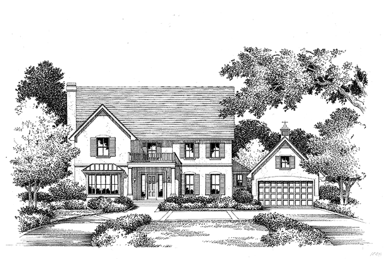 House Blueprint - Colonial Exterior - Front Elevation Plan #999-63