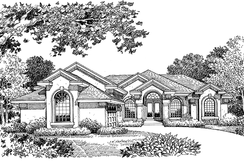 Dream House Plan - Mediterranean Exterior - Front Elevation Plan #417-528