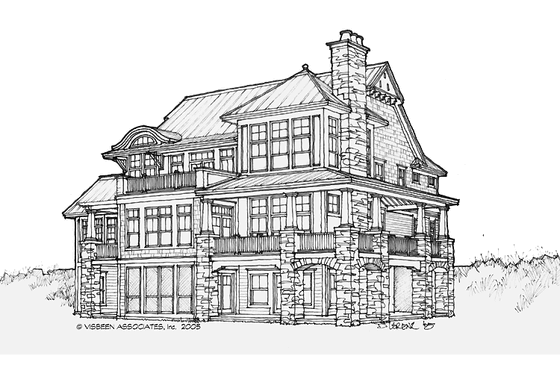 Exterior - Rear Elevation 1 for Craftsman House Plan #928-229 - 5 bed, 4.5 bath