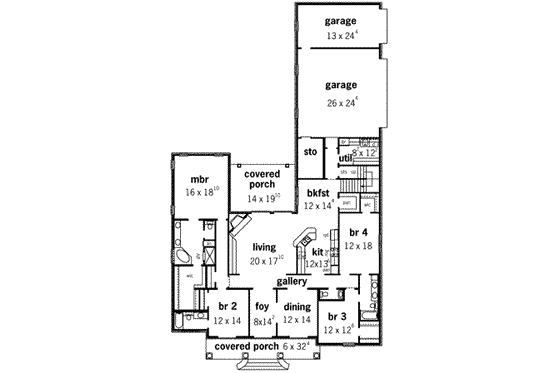 Floor Plan - Main Floor for European House Plan #16-313 - 4 bed, 4 bath