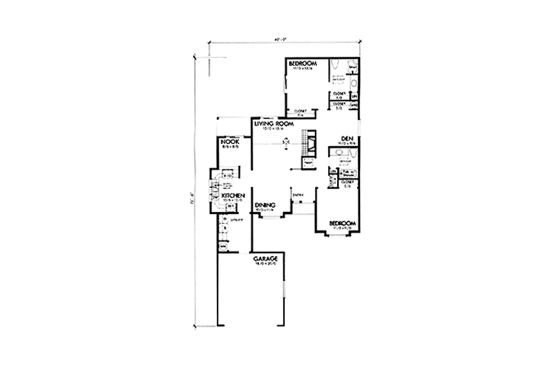 Home Plan - Floor Plan - Main Floor for Prairie House Plan #320-1344 - 2 bed, 2 bath