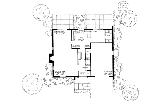 Floor Plan - Main Floor for Colonial House Plan #72-552 - 3 bed, 2.5 bath