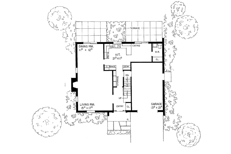 Home Plan - Floor Plan - Main Floor for Colonial House Plan #72-552 - 3 bed, 2.5 bath