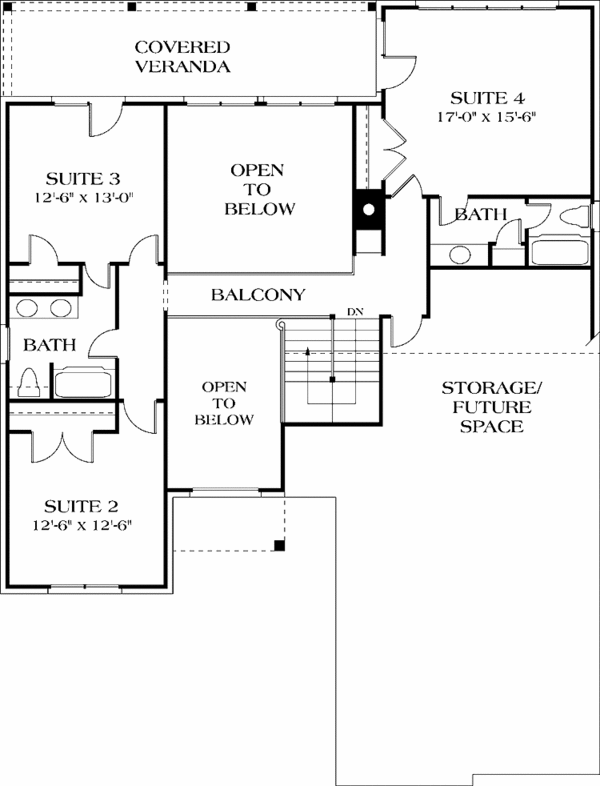 House Design - Traditional Floor Plan - Upper Floor Plan #453-150