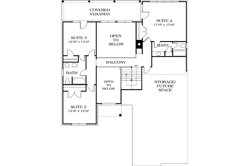 Dream House Plan - Floor Plan - Upper Floor for Traditional House Plan #453-150 - 4 bed, 3.5 bath