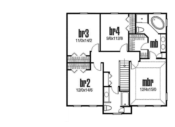 Architectural House Design - Traditional Floor Plan - Upper Floor Plan #435-22