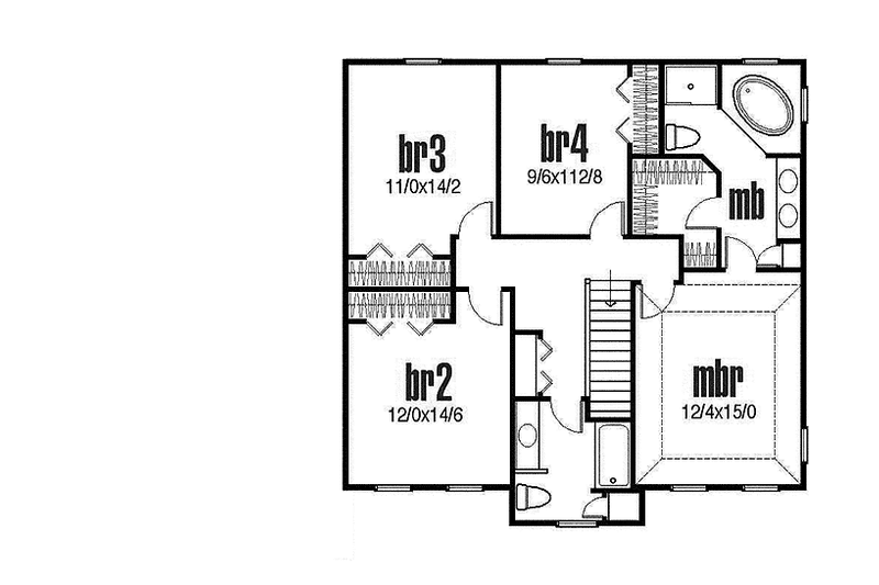 Dream House Plan - Floor Plan - Upper Floor for Traditional House Plan #435-22 - 4 bed, 2.5 bath