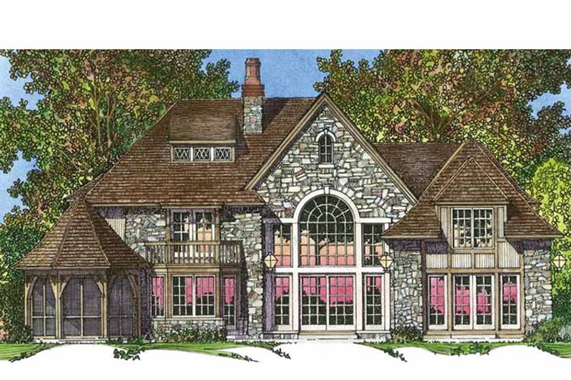 House Blueprint - Exterior - Rear Elevation for European House Plan #1016-97 - 5 bed, 5.5 bath