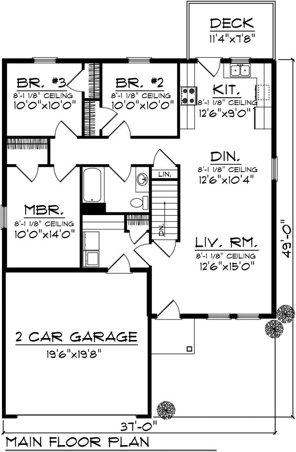 Architectural House Design - Ranch Floor Plan - Main Floor Plan #70-1016